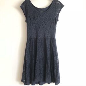 Anthropologie Deletta Black Lace Floral Dress Women’s Medium